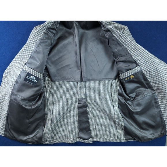 Tweed Speckled 42R Brown Blue/Grey Sport Coat w/ Elbow Patch VTG Leather Button - Picture 9 of 15